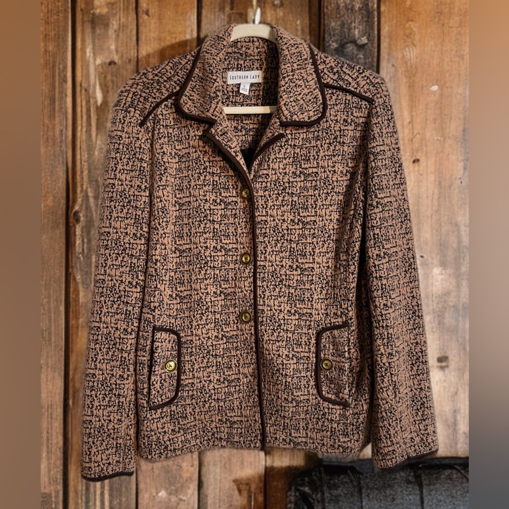 Southern Lady Women's Textured Brown Blazer Size Large
